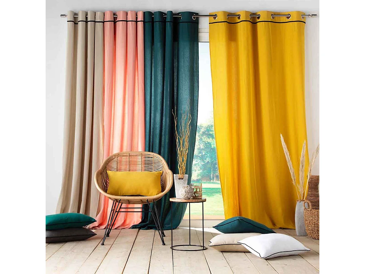 Rideau à Œillets "Linette" 135x240cm Rose