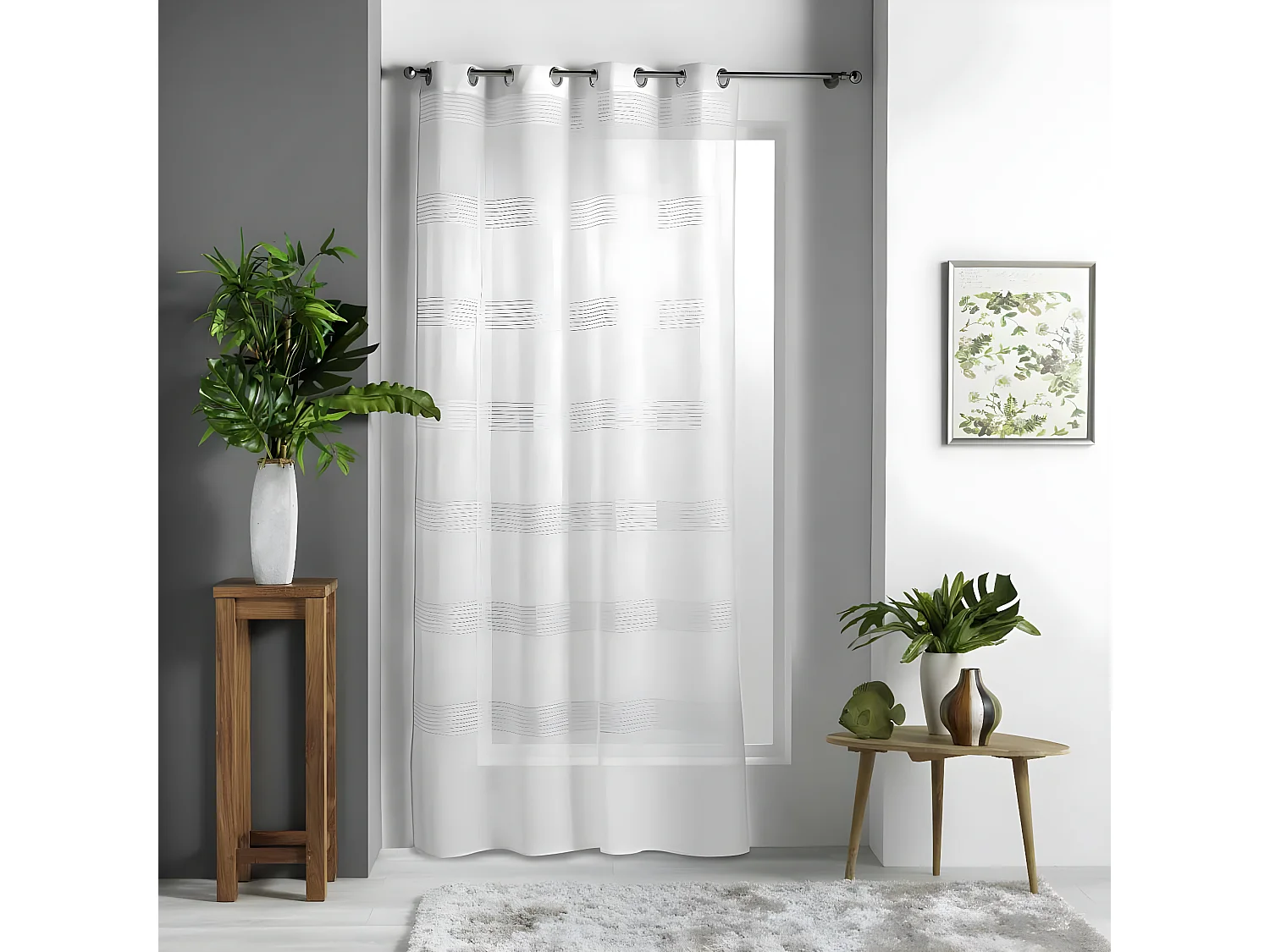 Rideau Voilage à Œillets "Ajourela" 140x240cm Blanc