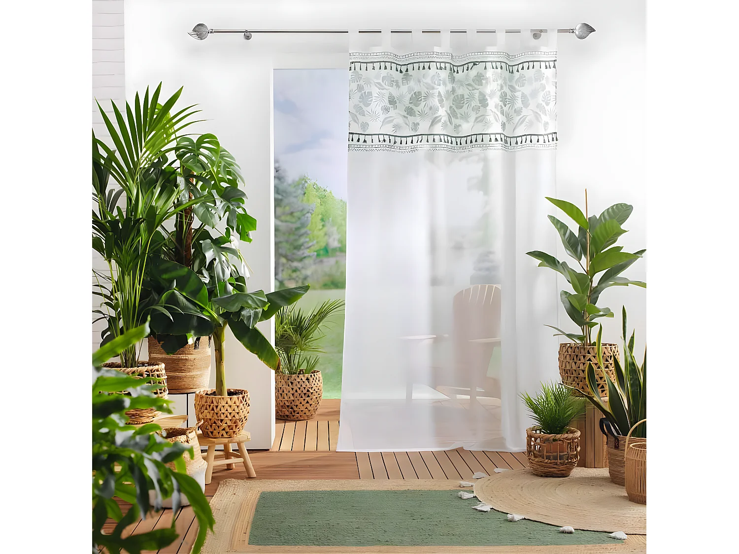 Rideau Voilage à Passants "Milagreen" 140x280cm Blanc