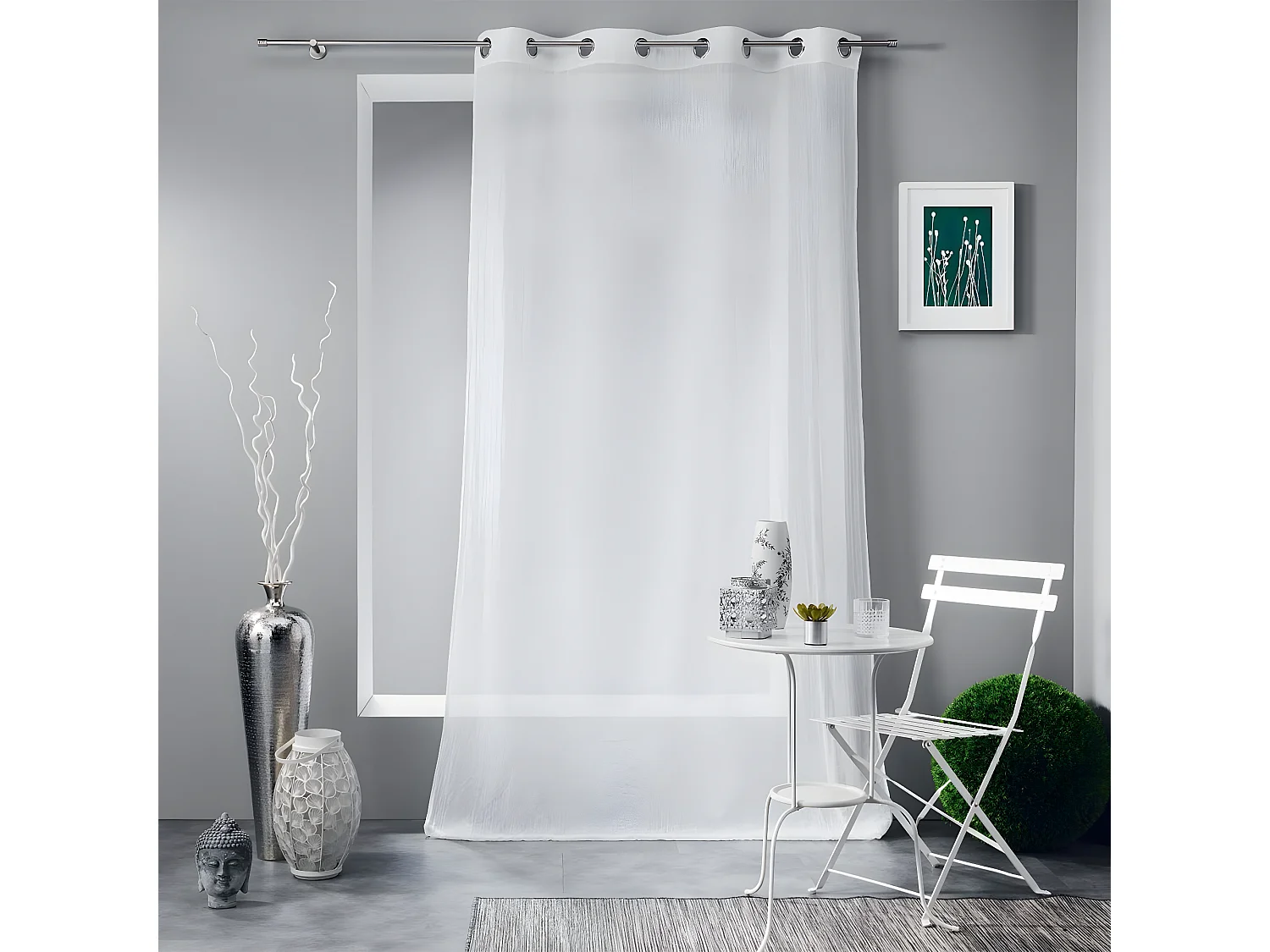 Rideau Voilage à Œillets "Mitsy" 140x240cm Blanc