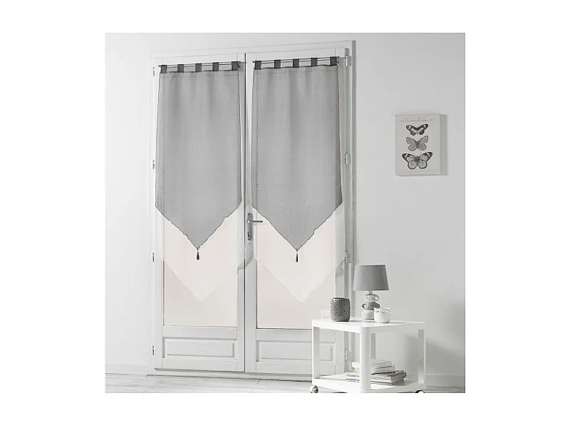 Paire de Voilages "Duo" 60x160cm Blanc & Gris
