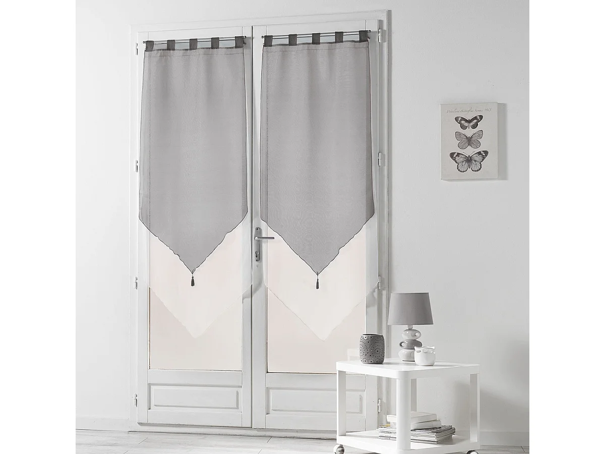 Paire de Voilages "Duo" 60x160cm Blanc & Gris