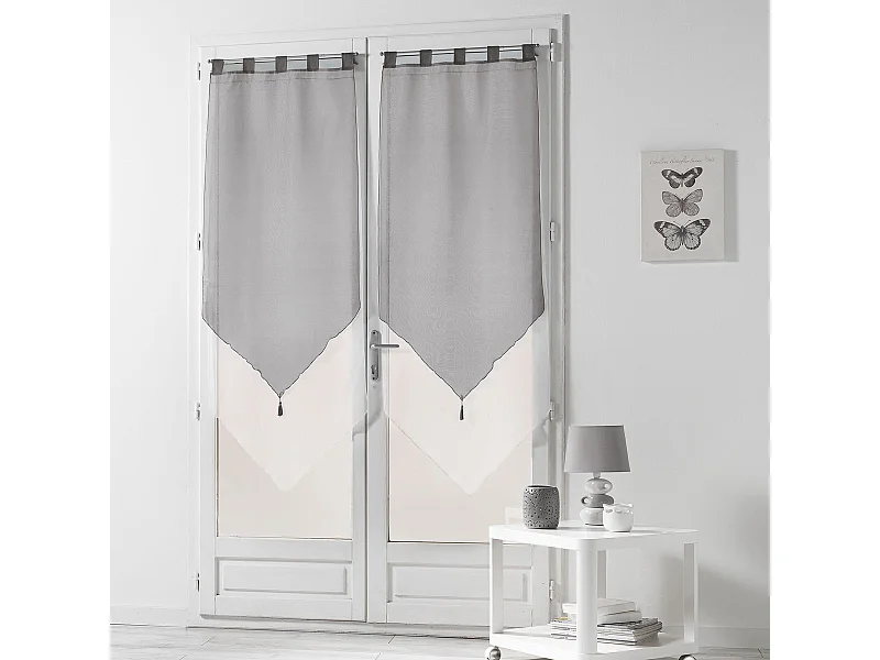 Paire de Voilages "Duo" 60x160cm Blanc & Gris