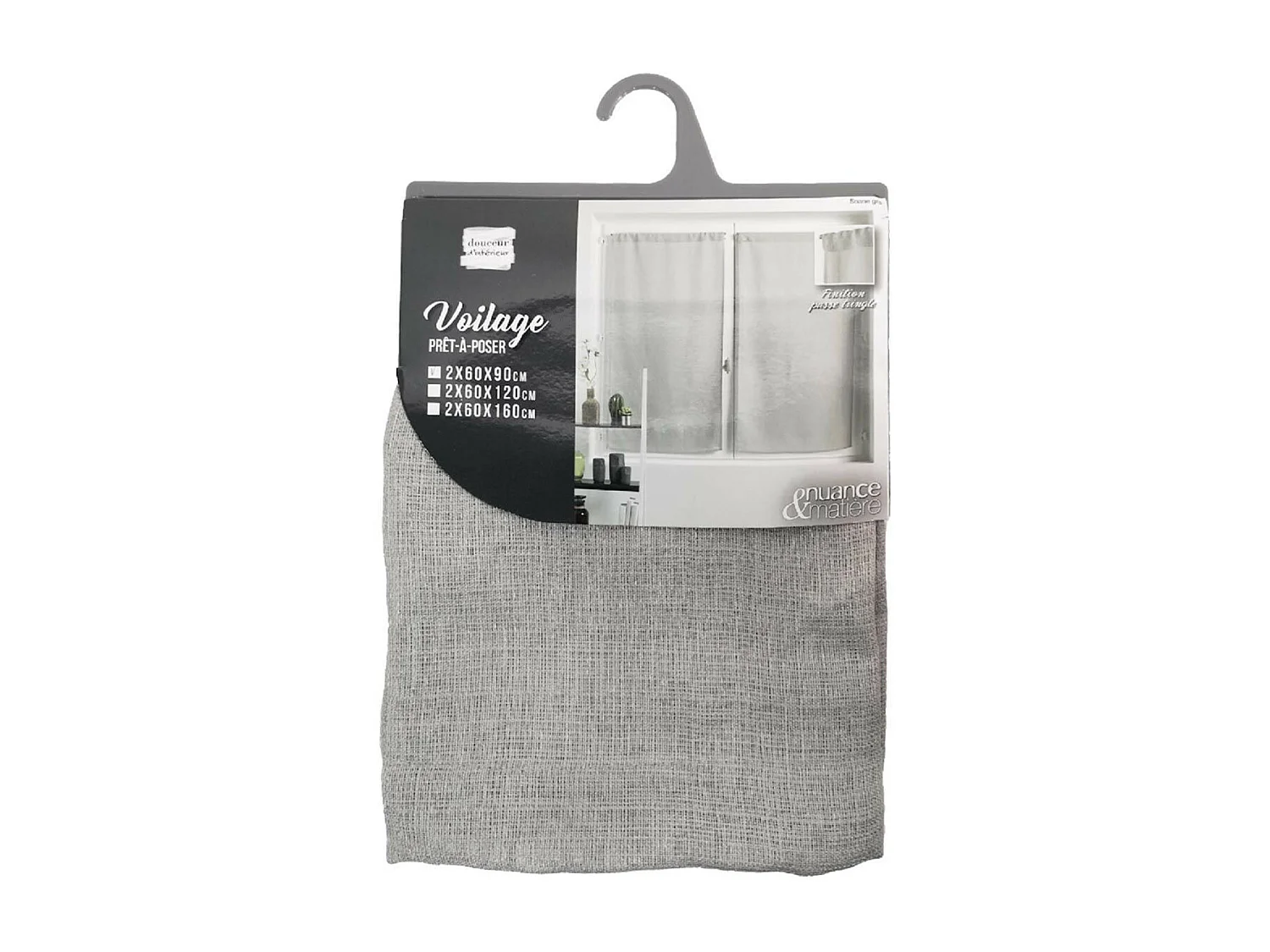 Paire de Voilages "Soane" 60x90cm Gris
