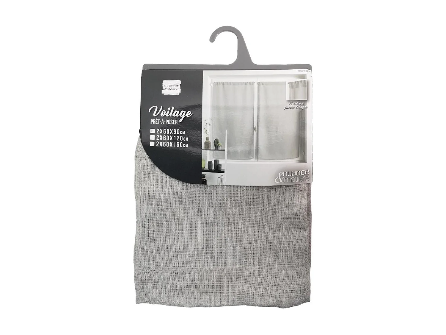 Paire de Voilages "Soane" 60x90cm Gris