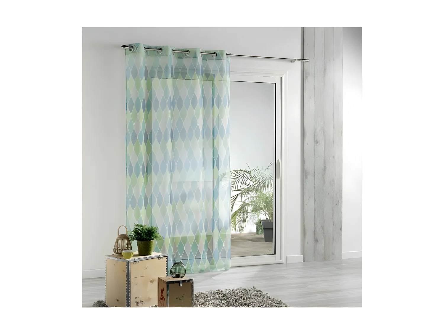 Rideau Voilage Imprimé "Winter" 140x240cm Vert