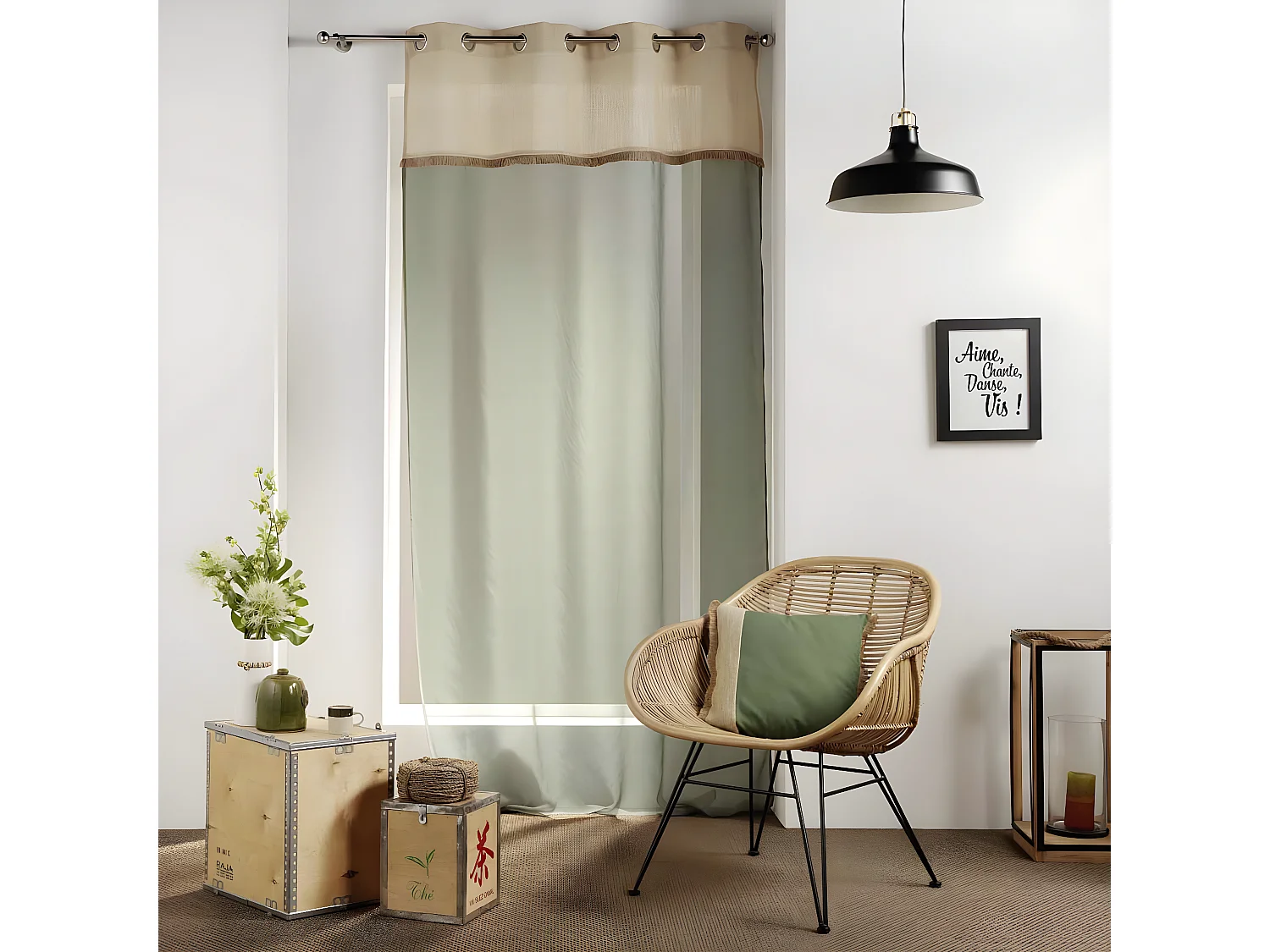 Rideau Voilage à Œillets "Greenybel" 140x240cm Vert