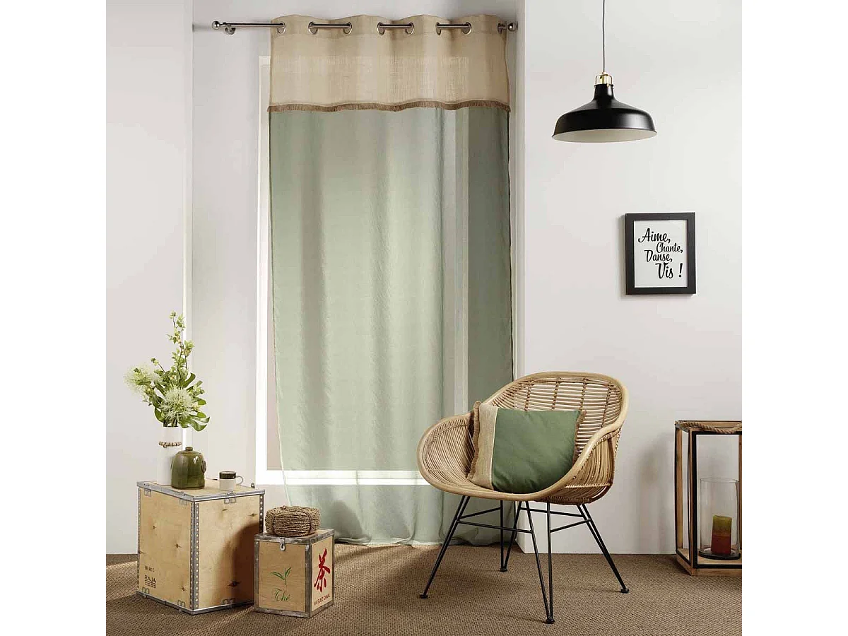 Rideau Voilage à Œillets "Greenybel" 140x240cm Vert