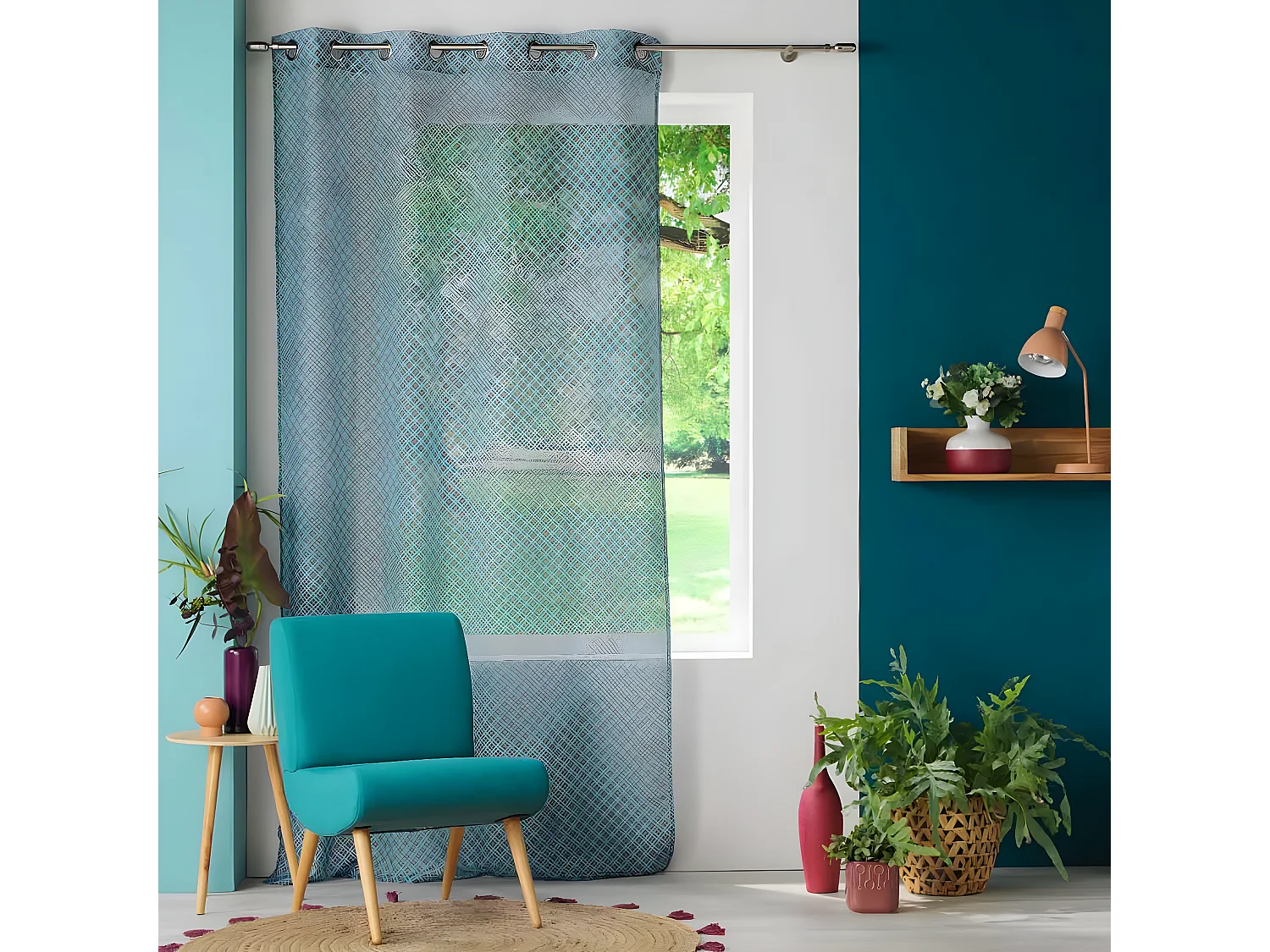 Rideau Voilage à Œillets "Havana" 140x240cm Menthe