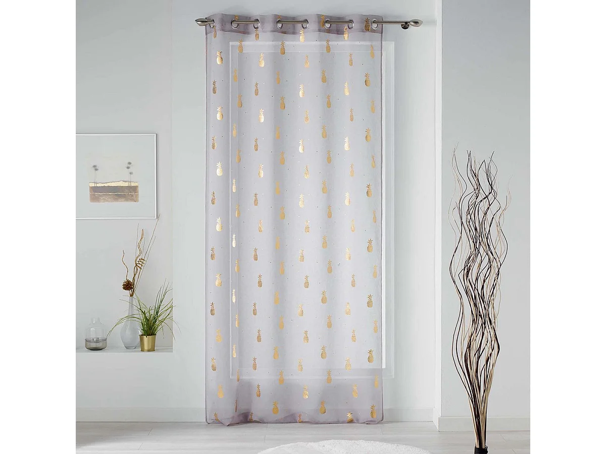 Rideau Voilage à Œillets "Samba" 130x240cm Gris & Or