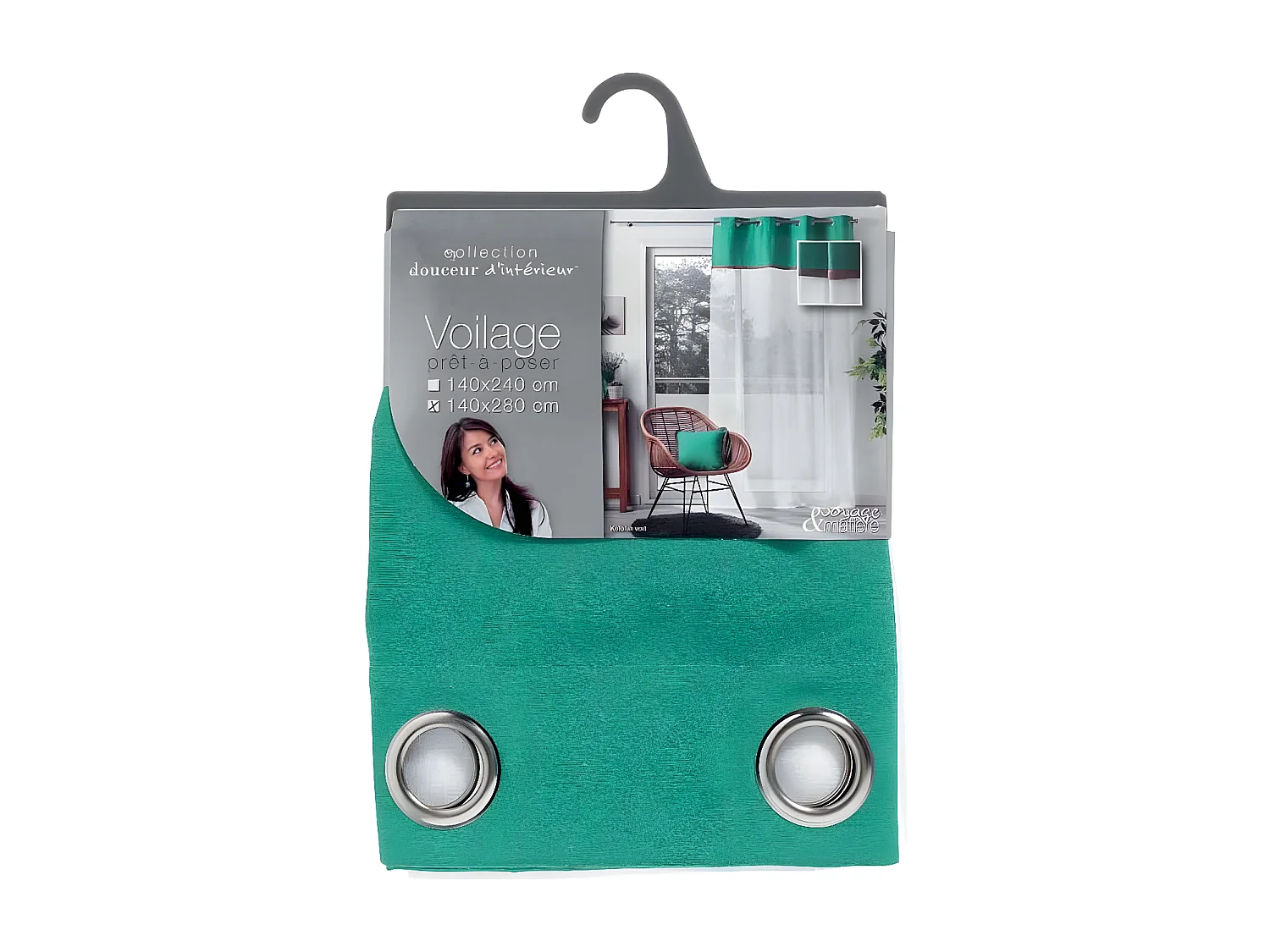 Rideau Voilage à Œillets "Kelonia" 140x280cm Vert