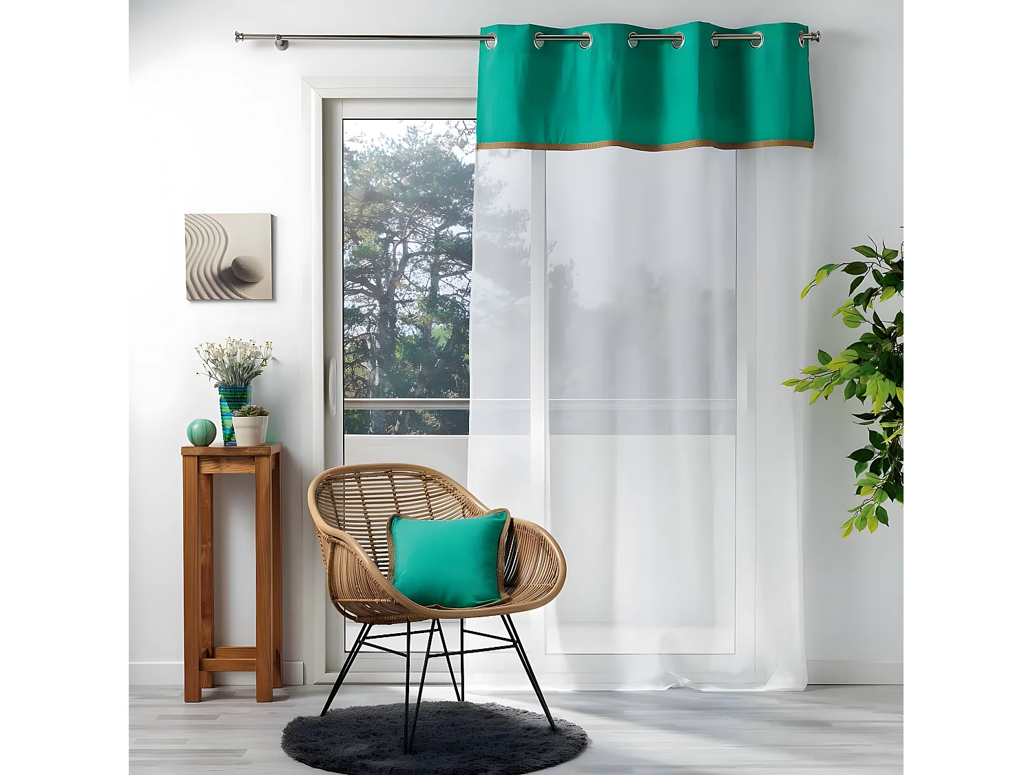 Rideau Voilage à Œillets "Kelonia" 140x280cm Vert