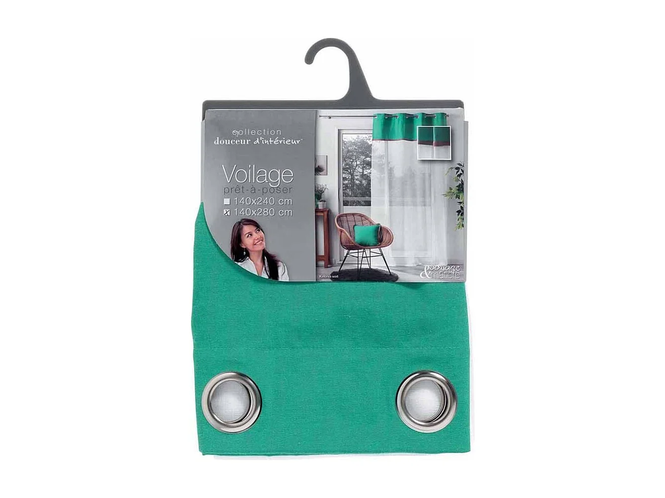 Rideau Voilage à Œillets "Kelonia" 140x280cm Vert