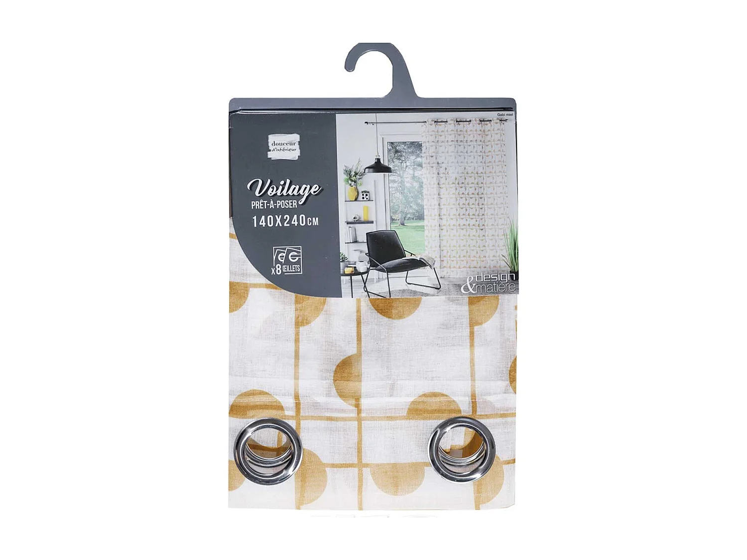 Rideau Voilage à Œillets "Gabi" 140x240cm Miel
