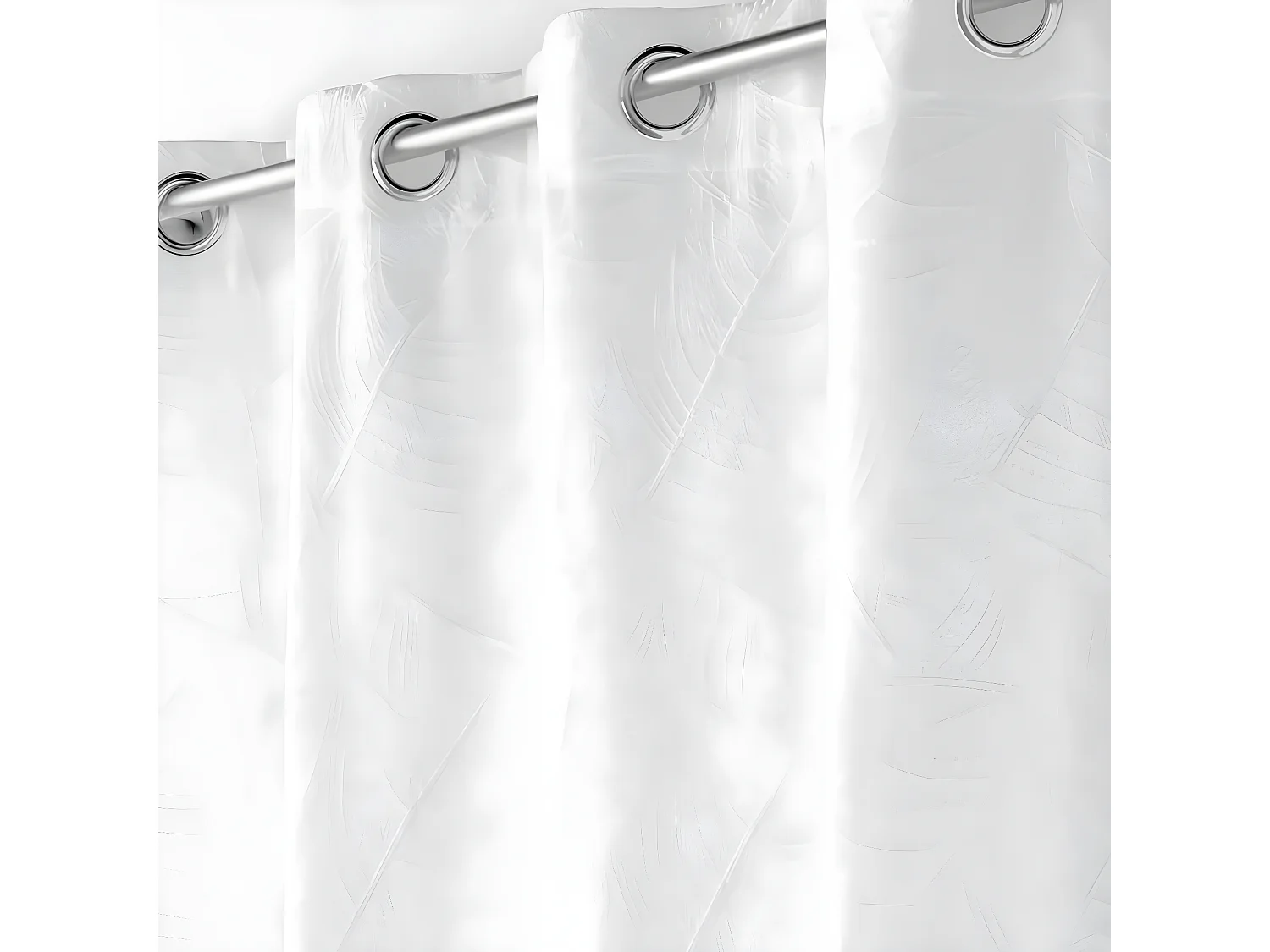 Rideau à Œillets Jacquard "Floriss" 140x280cm Blanc