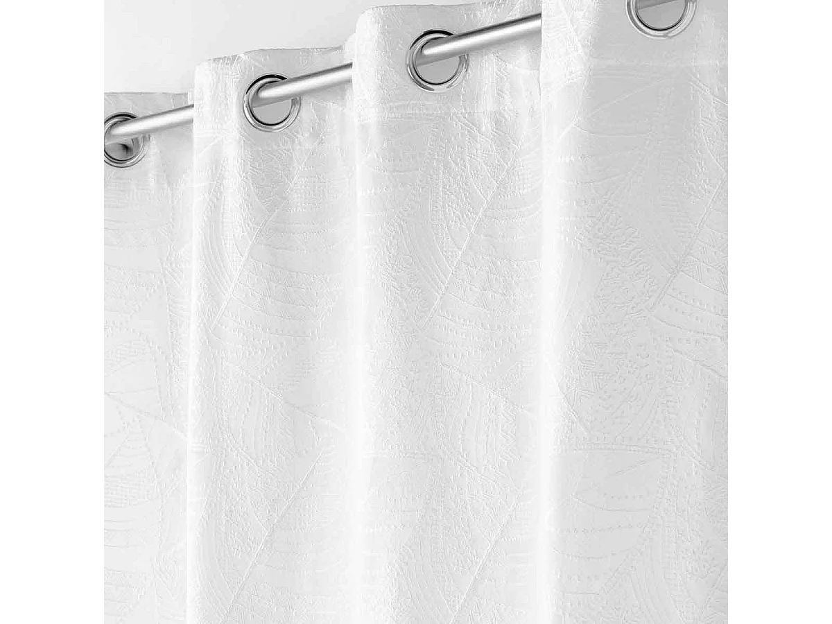 Rideau à Œillets Jacquard "Floriss" 140x280cm Blanc
