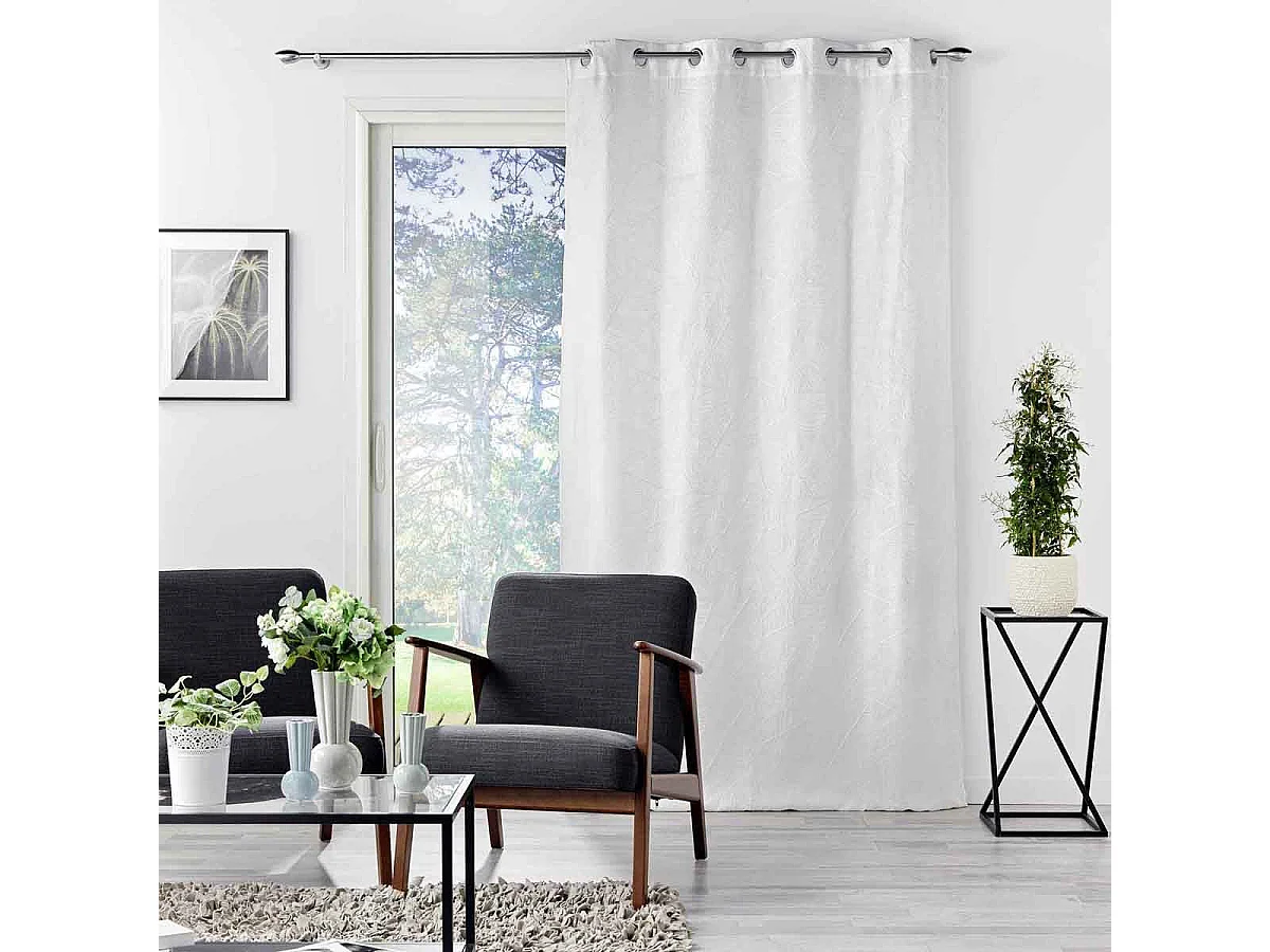 Rideau à Œillets Jacquard "Floriss" 140x280cm Blanc