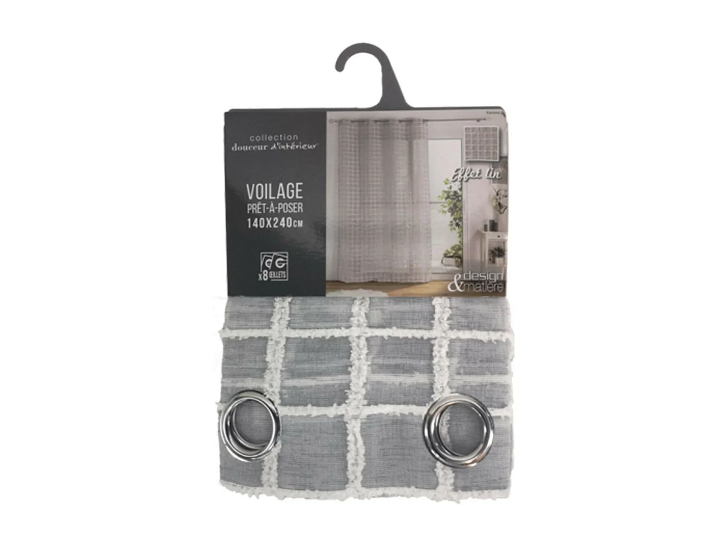 Rideau Voilage à Œillets "Karrona" 140x240cm Gris