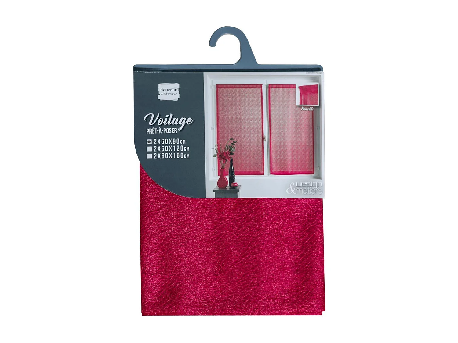 Paire de Voilages "Castille" 60x90cm Rouge