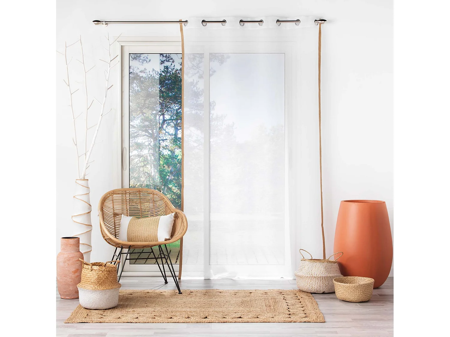 Rideau Voilage à Œillets "Sarah" 140x240cm Blanc