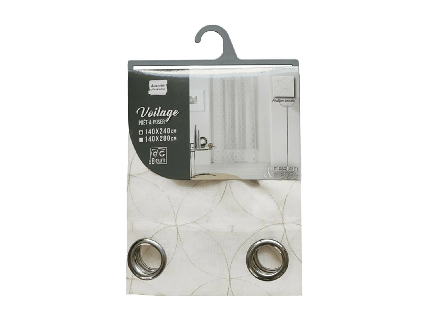 Rideau Voilage à Œillets "Olympia" 140x240cm Gris