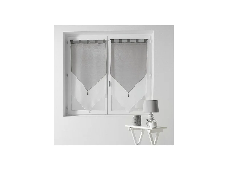 Paire de Voilages "Duo" 60x120cm Blanc & Gris
