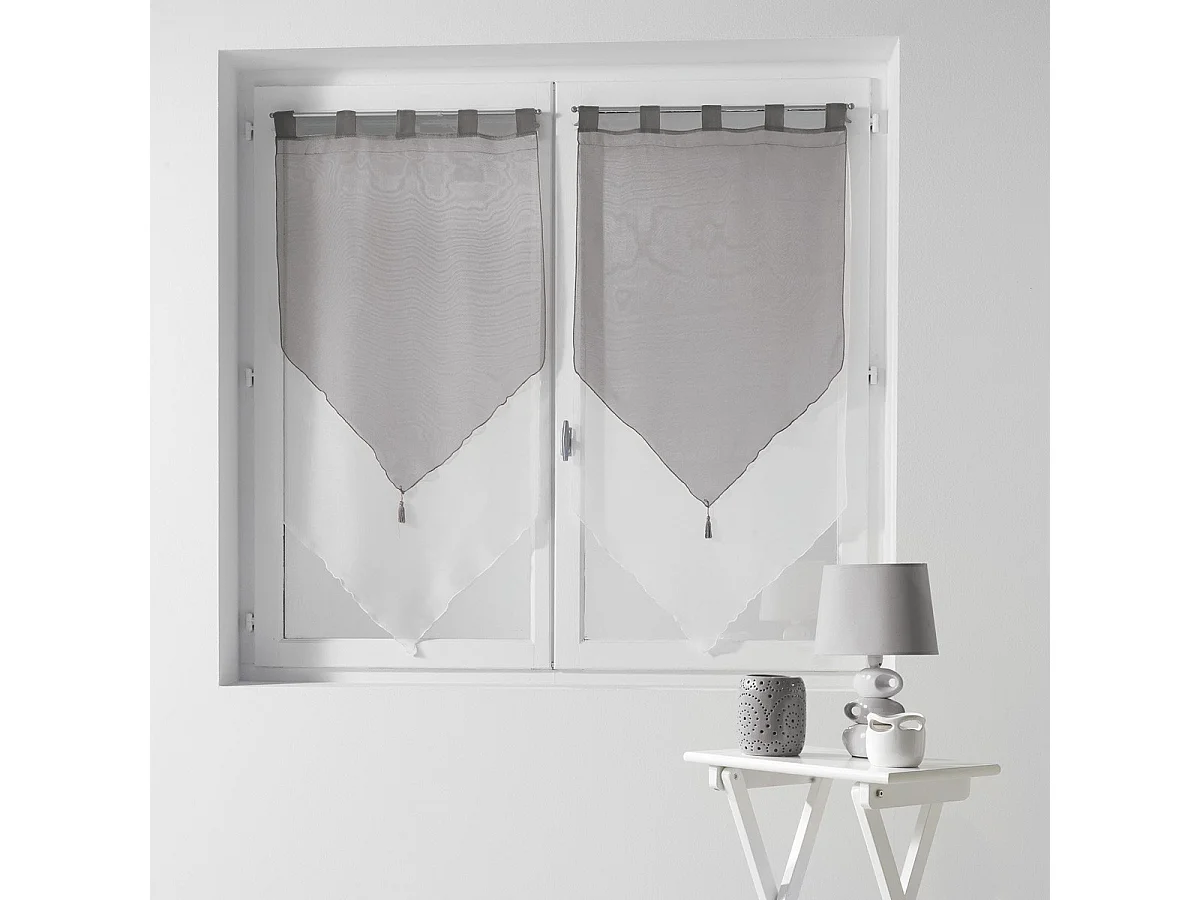 Paire de Voilages "Duo" 60x120cm Blanc & Gris