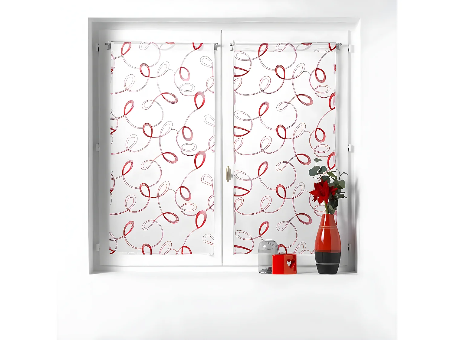 Paire de Voilages "Hoops" 60x90cm Rouge