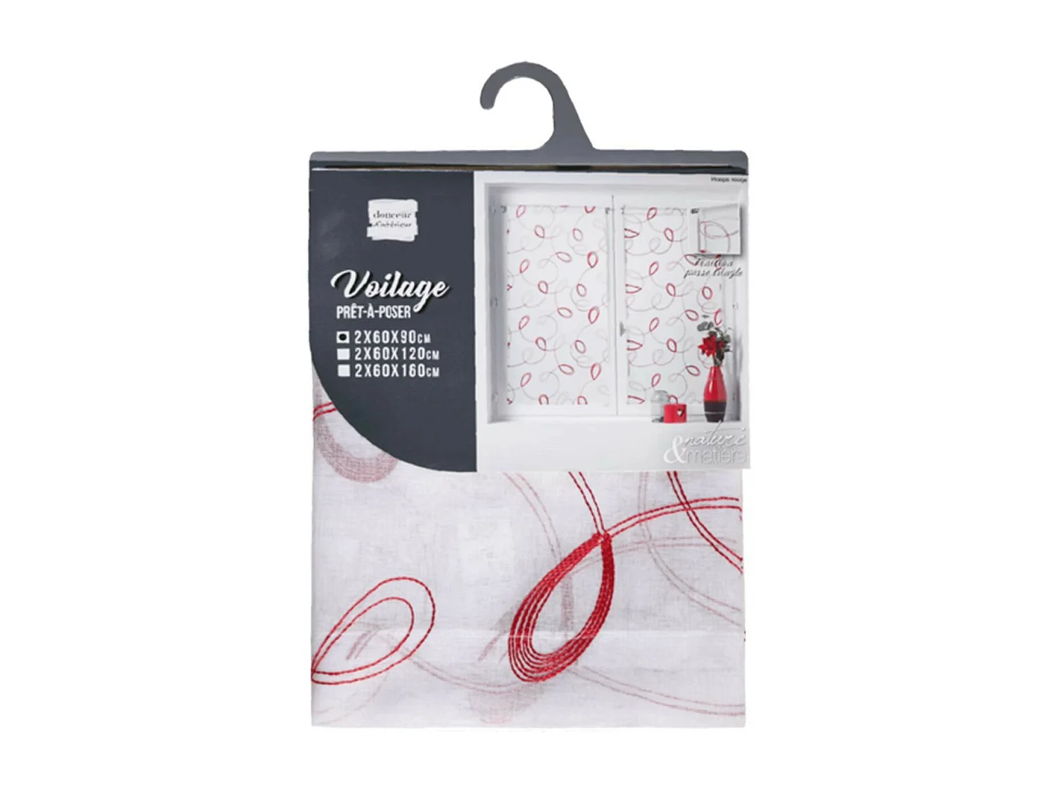 Paire de Voilages "Hoops" 60x90cm Rouge