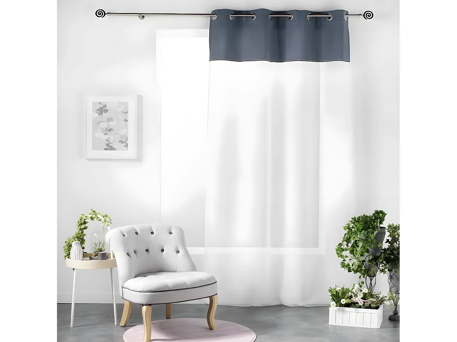 Rideau Voilage à Œillets "Jolibel" 137x240cm Bleu