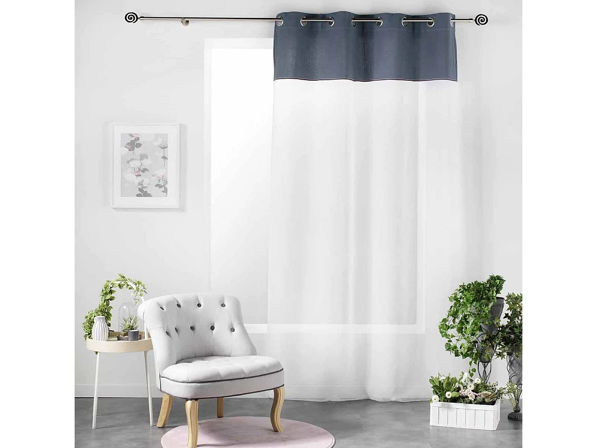 Rideau Voilage à Œillets "Jolibel" 137x240cm Bleu