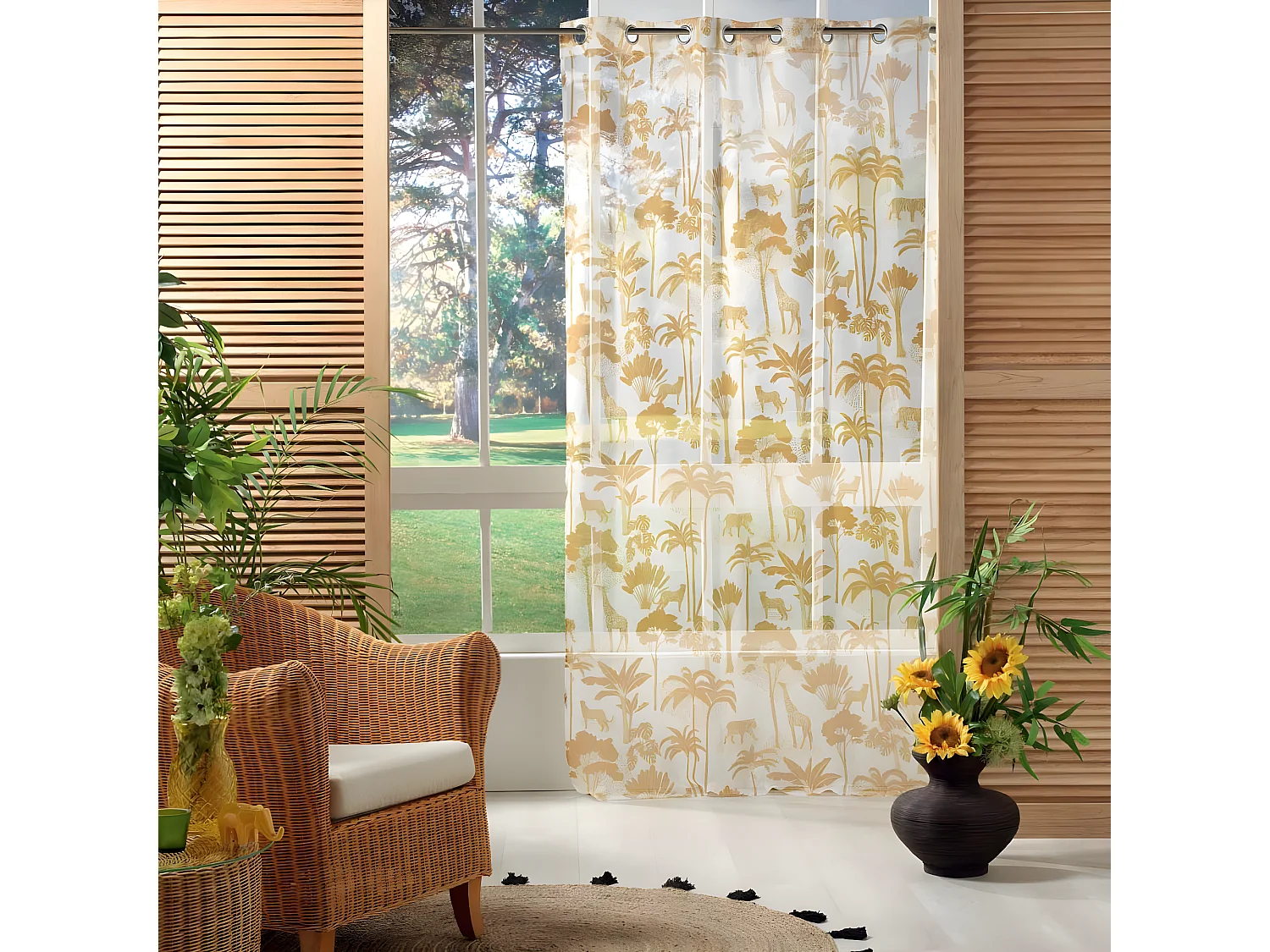 Rideau Voilage à Œillets "Manapany" 140x240cm Jaune