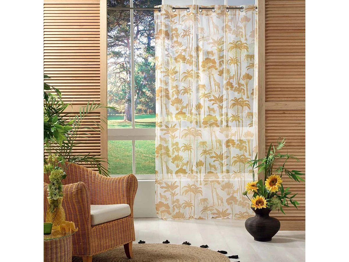 Rideau Voilage à Œillets "Manapany" 140x240cm Jaune