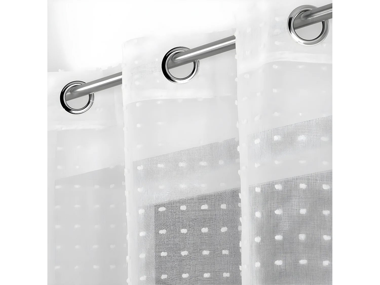 Rideau Voilage à Œillets "Pomponella" 140x240cm Blanc