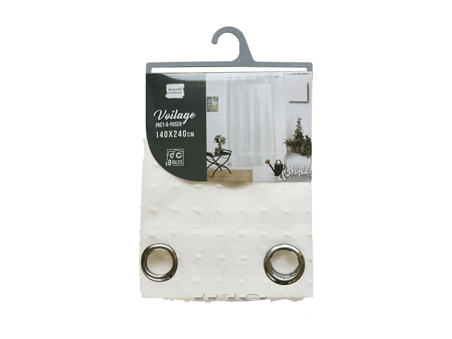 Rideau Voilage à Œillets "Pomponella" 140x240cm Blanc