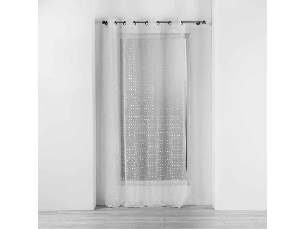Rideau Voilage à Œillets "Pomponella" 140x240cm Blanc
