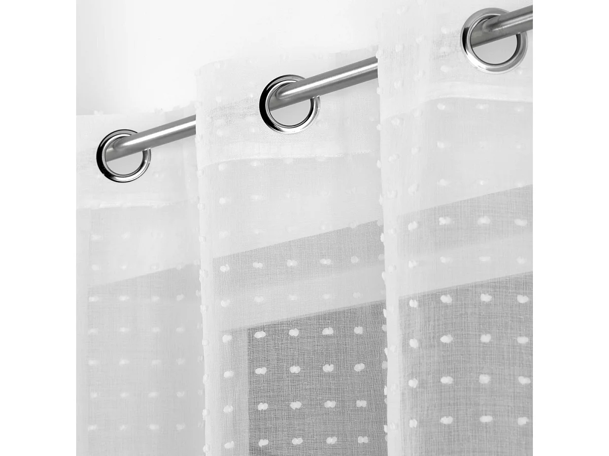 Rideau Voilage à Œillets "Pomponella" 140x240cm Blanc