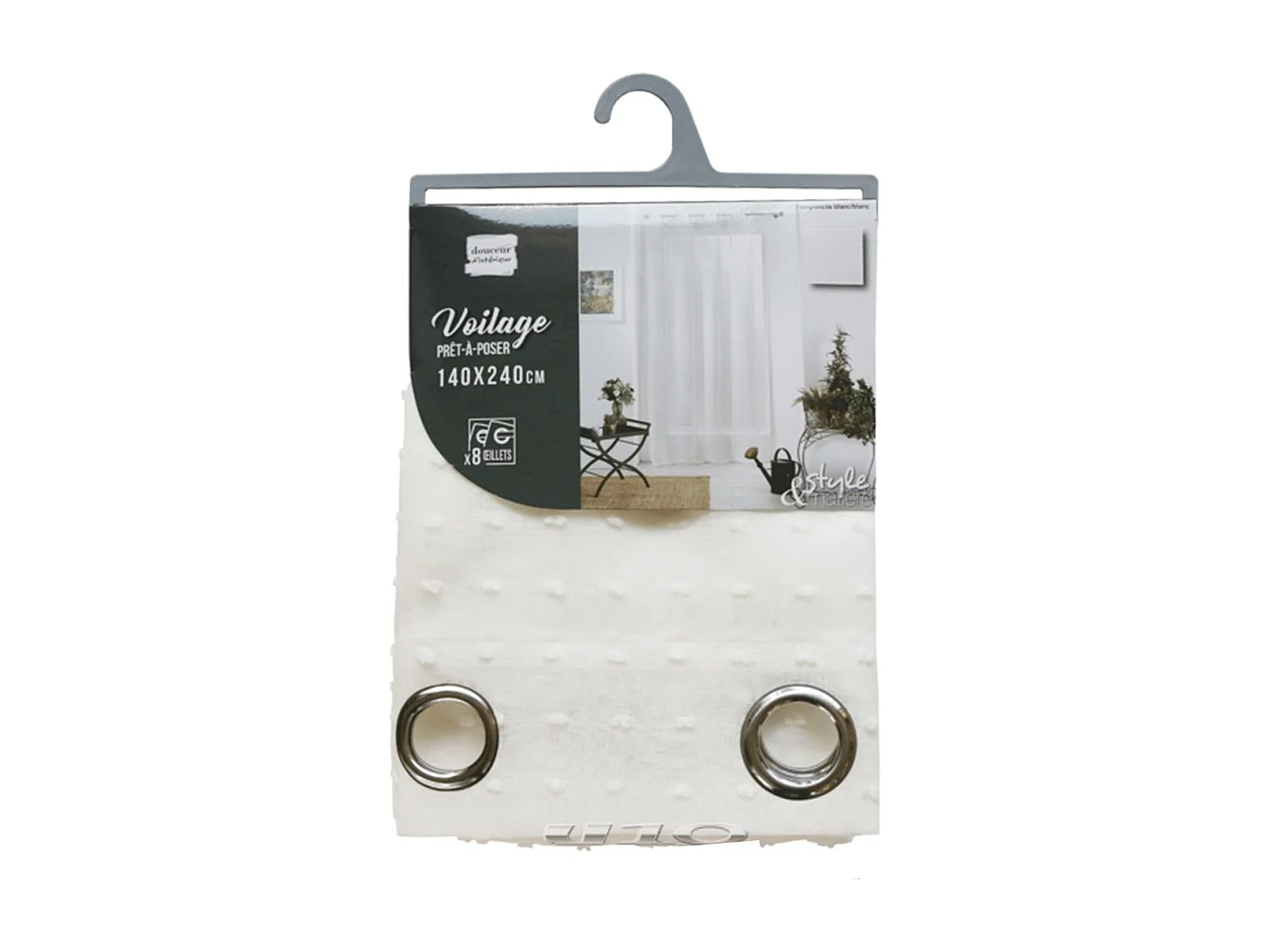 Rideau Voilage à Œillets "Pomponella" 140x240cm Blanc