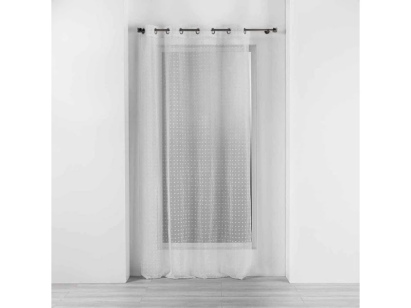 Rideau Voilage à Œillets "Pomponella" 140x240cm Blanc