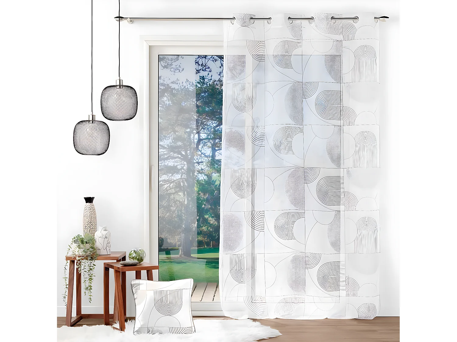 Rideau Voilage à Œillets "Esquisse" 140x240cm Blanc