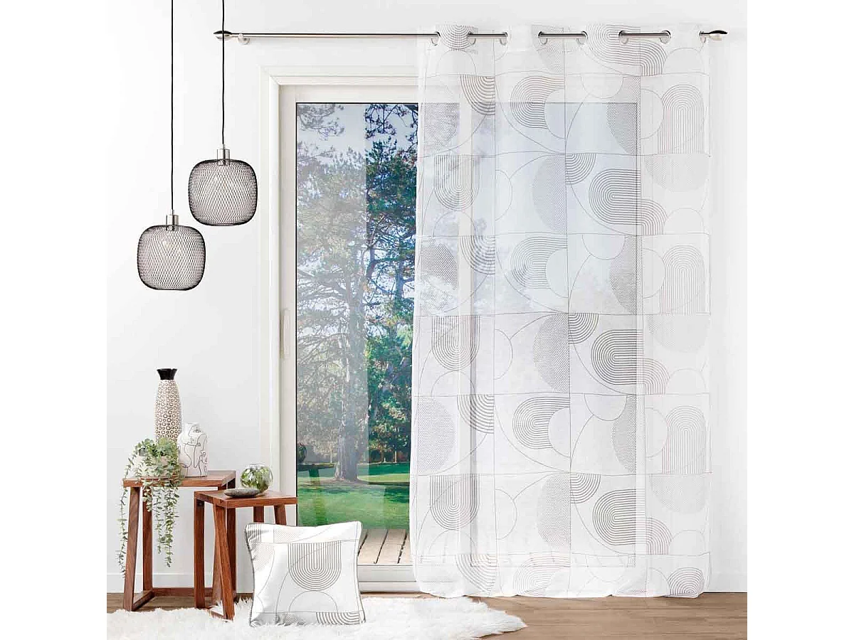 Rideau Voilage à Œillets "Esquisse" 140x240cm Blanc