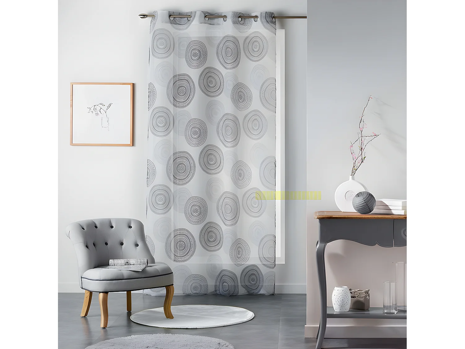 Rideau Voilage "Romana" 140x240cm Blanc & Noir