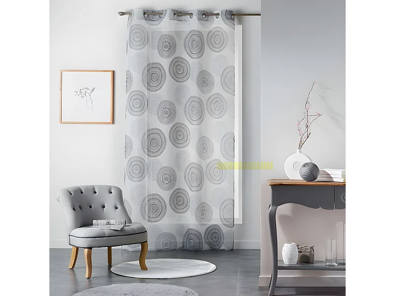 Rideau Voilage "Romana" 140x240cm Blanc & Noir