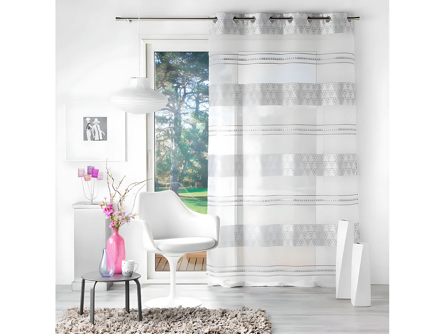 Rideau Voilage à Œillets "Pasadena" 140x240cm Blanc