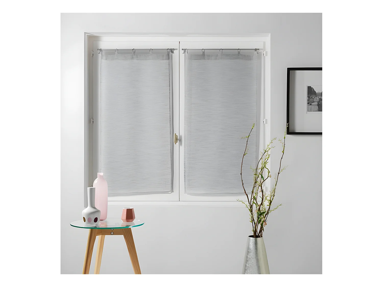 Paire de Voilages "Milza" 60x120cm Gris