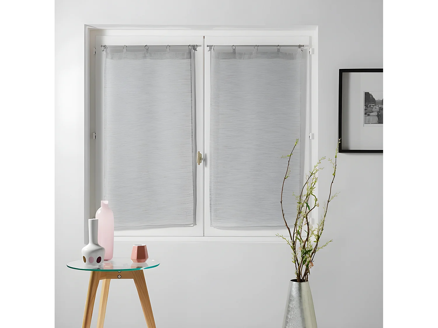 Paire de Voilages "Milza" 60x120cm Gris