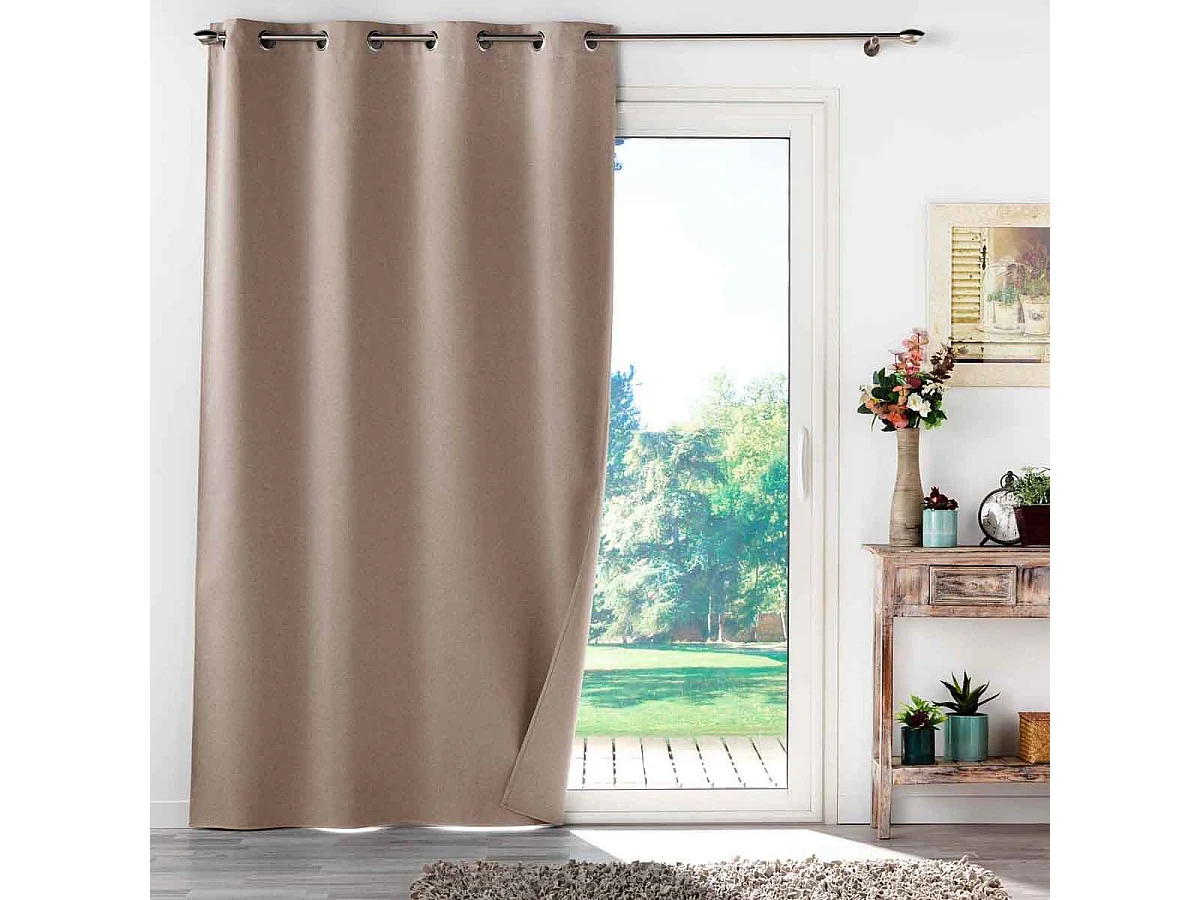 Rideau Occultant à Œillets "Occultiss" 135x260cm Noisette