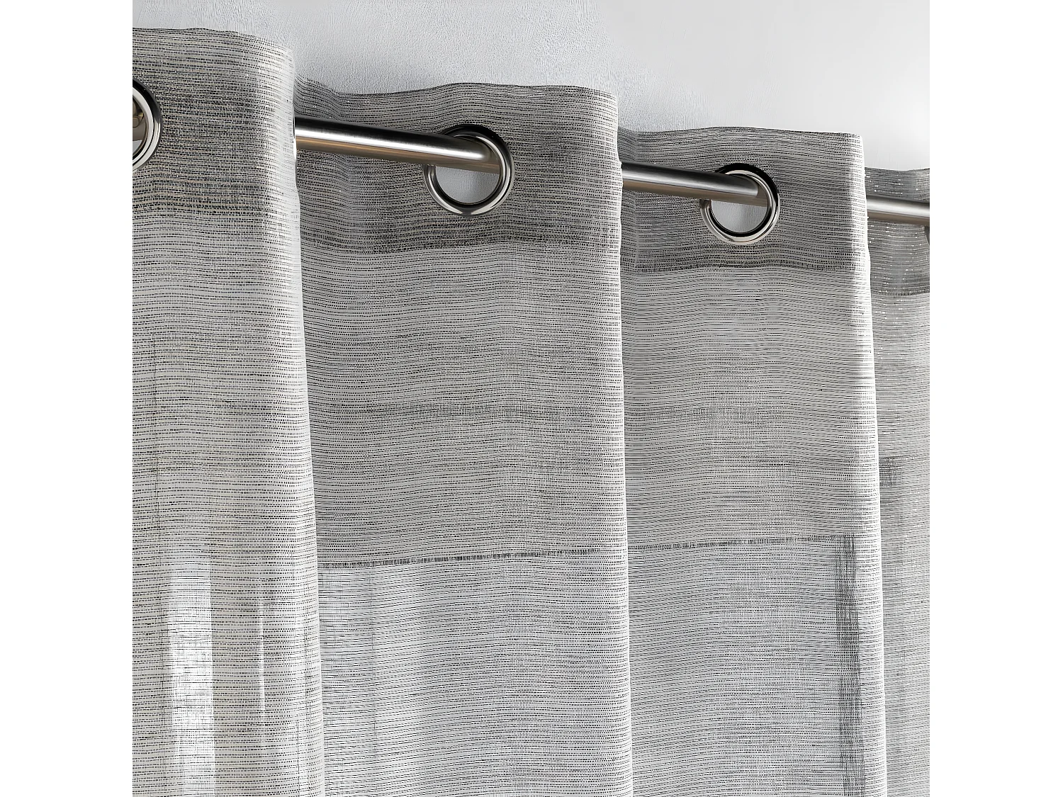 Rideau Voilage à Œillets "Sunline" 140x240cm Anthracite & Or