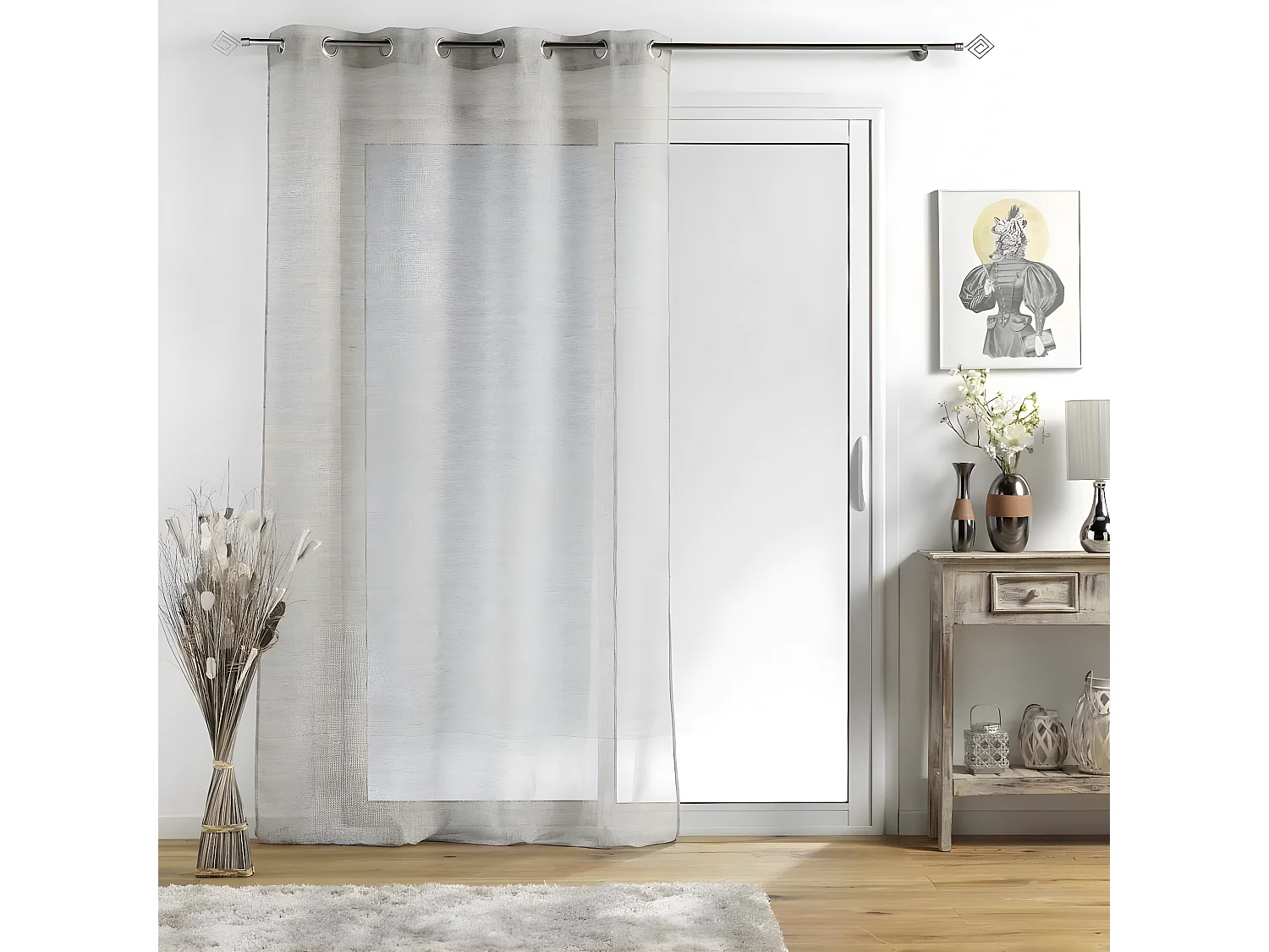 Rideau Voilage à Œillets "Sunline" 140x240cm Anthracite & Or