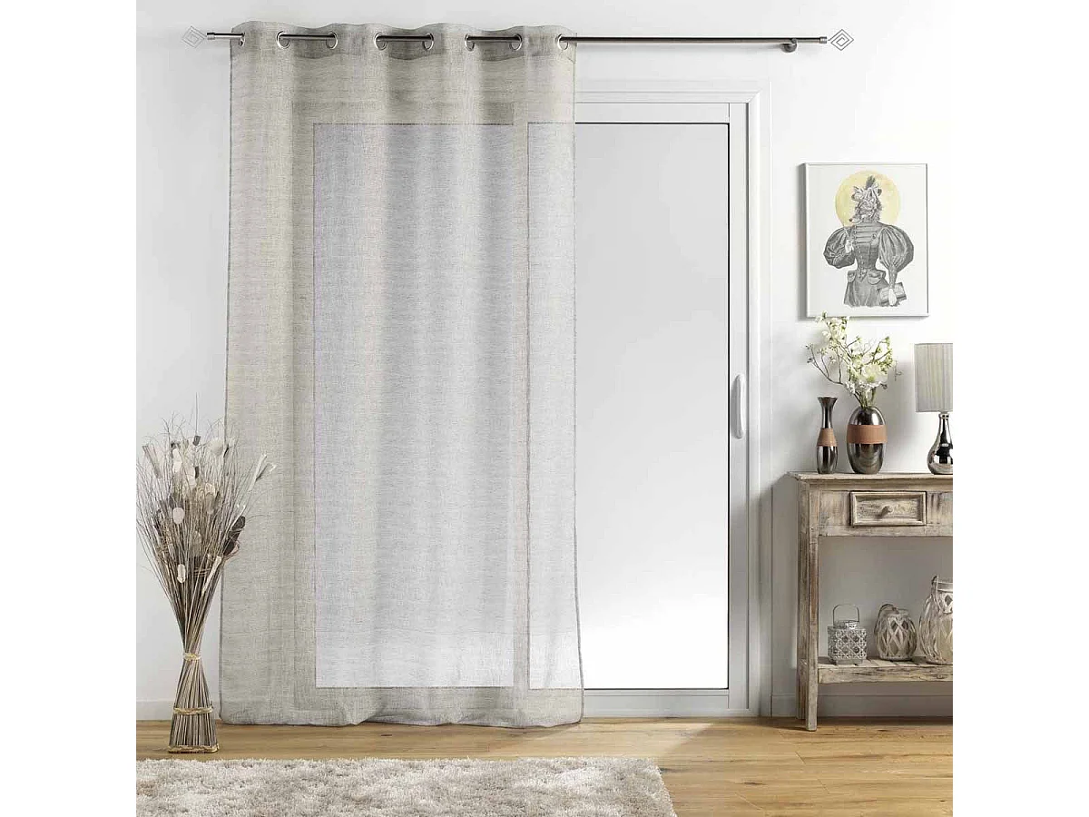 Rideau Voilage à Œillets "Sunline" 140x240cm Anthracite & Or